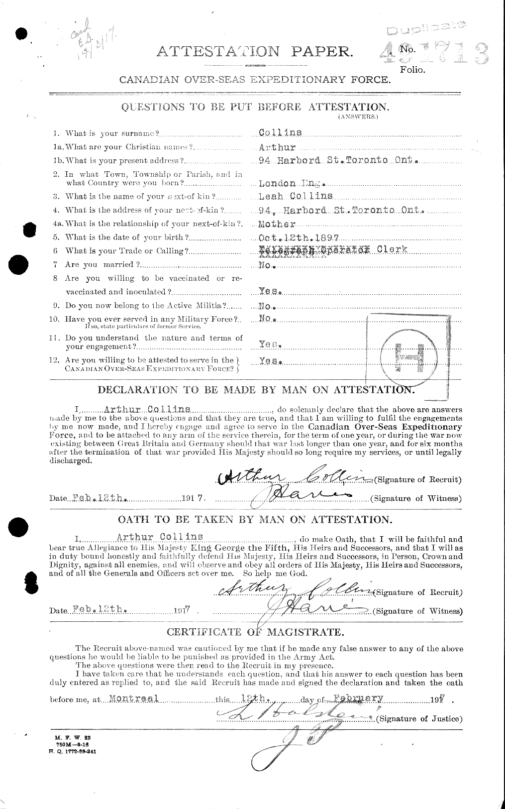 Personnel Records of the First World War - CEF 028981a