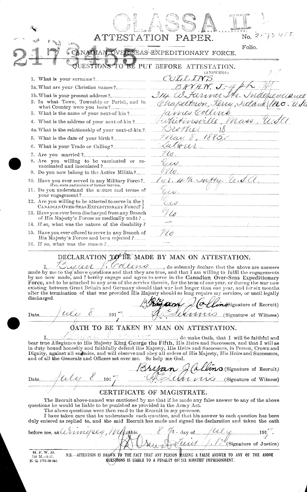 Personnel Records of the First World War - CEF 028999a
