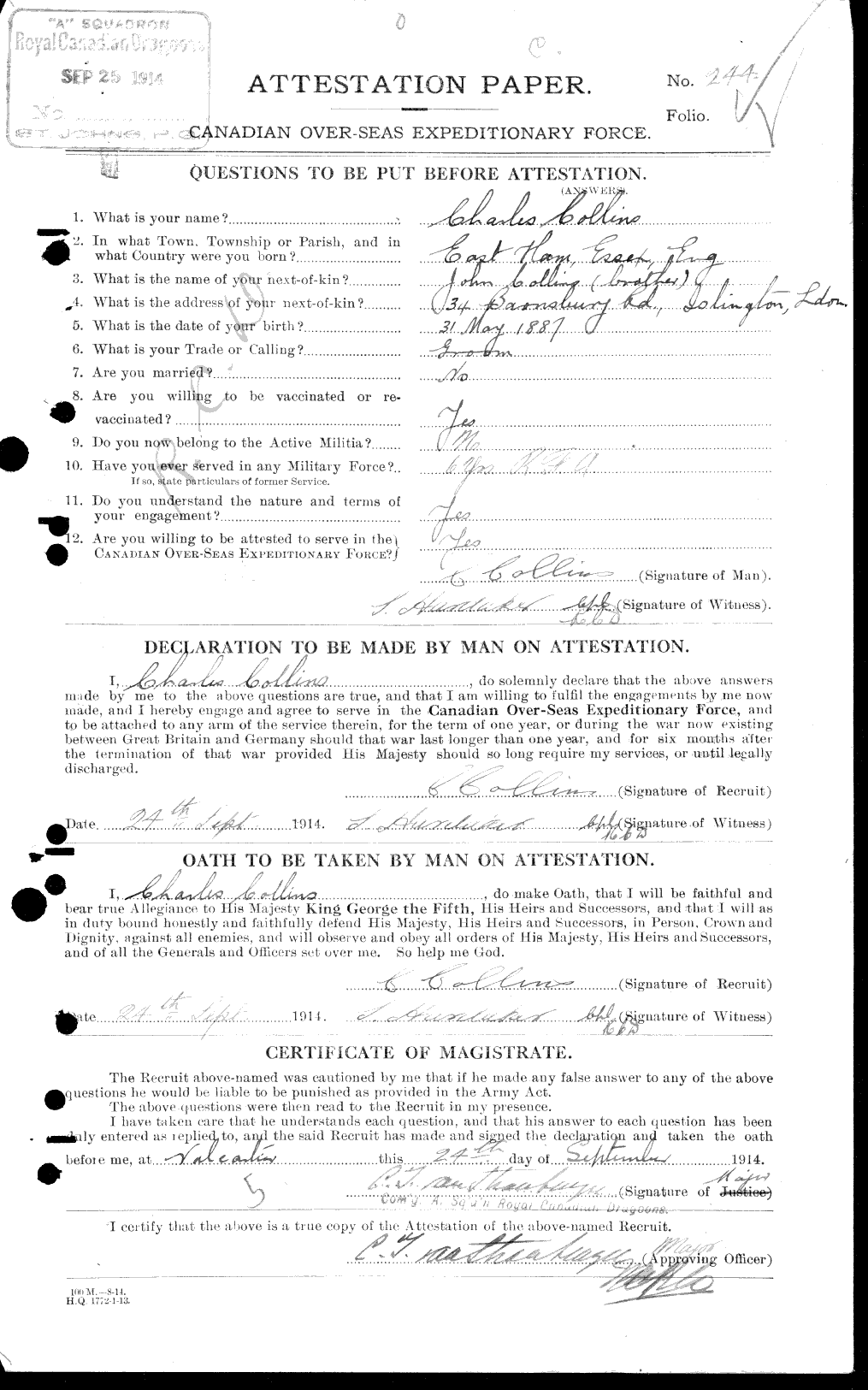Personnel Records of the First World War - CEF 029006a