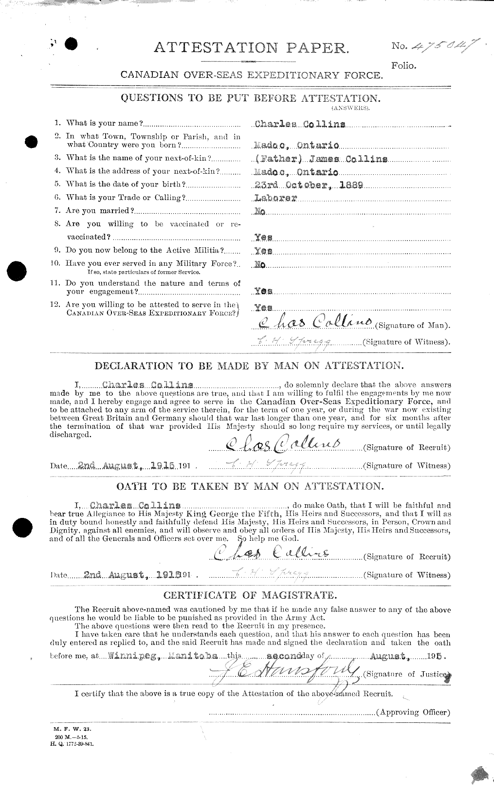Personnel Records of the First World War - CEF 029011a