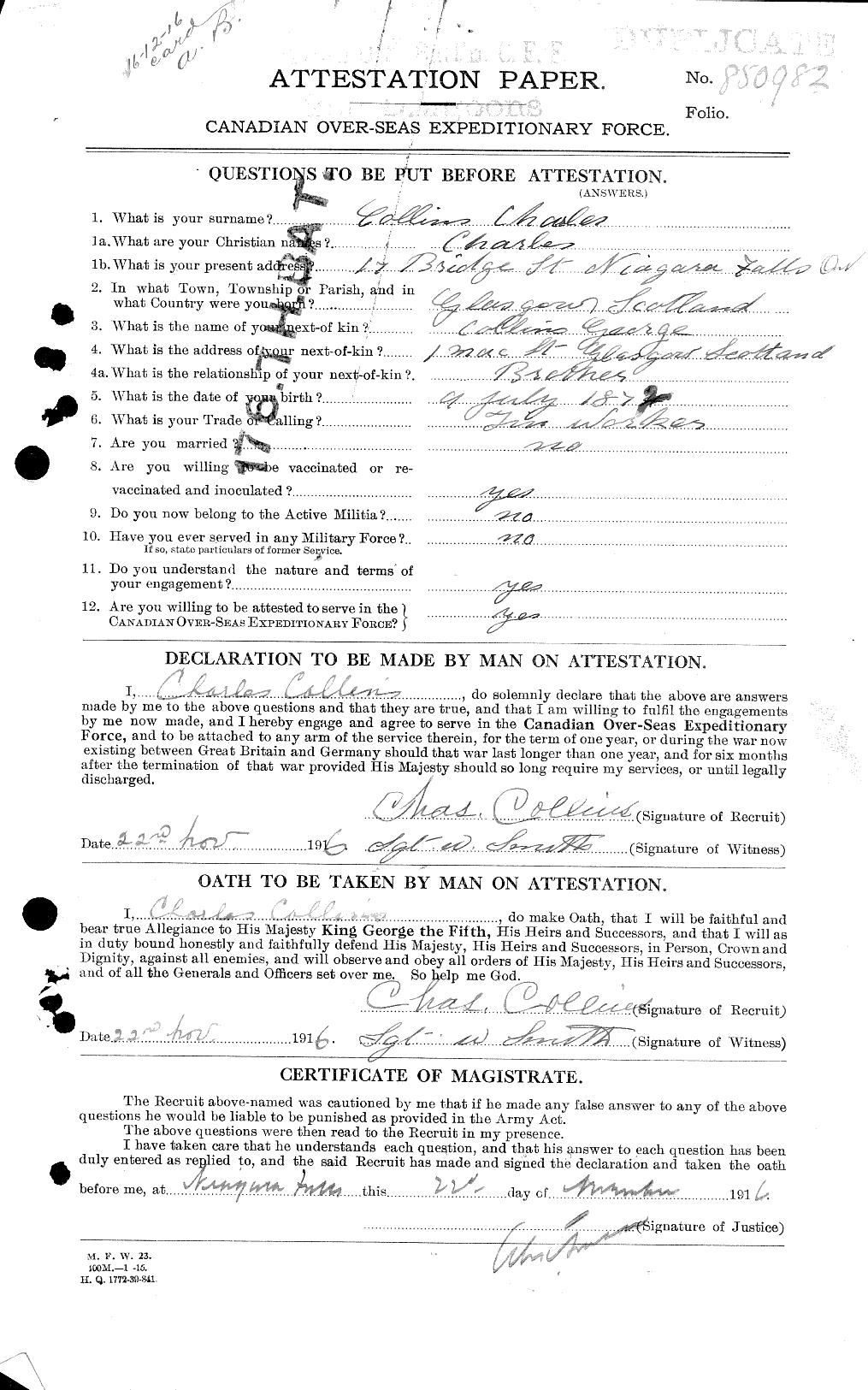 Personnel Records of the First World War - CEF 029016a