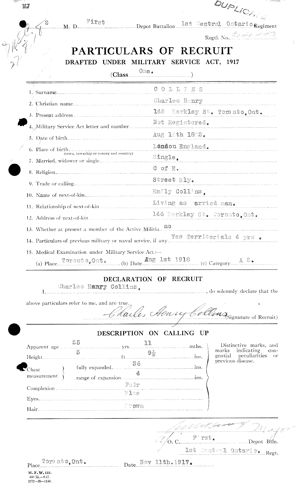 Personnel Records of the First World War - CEF 029035a