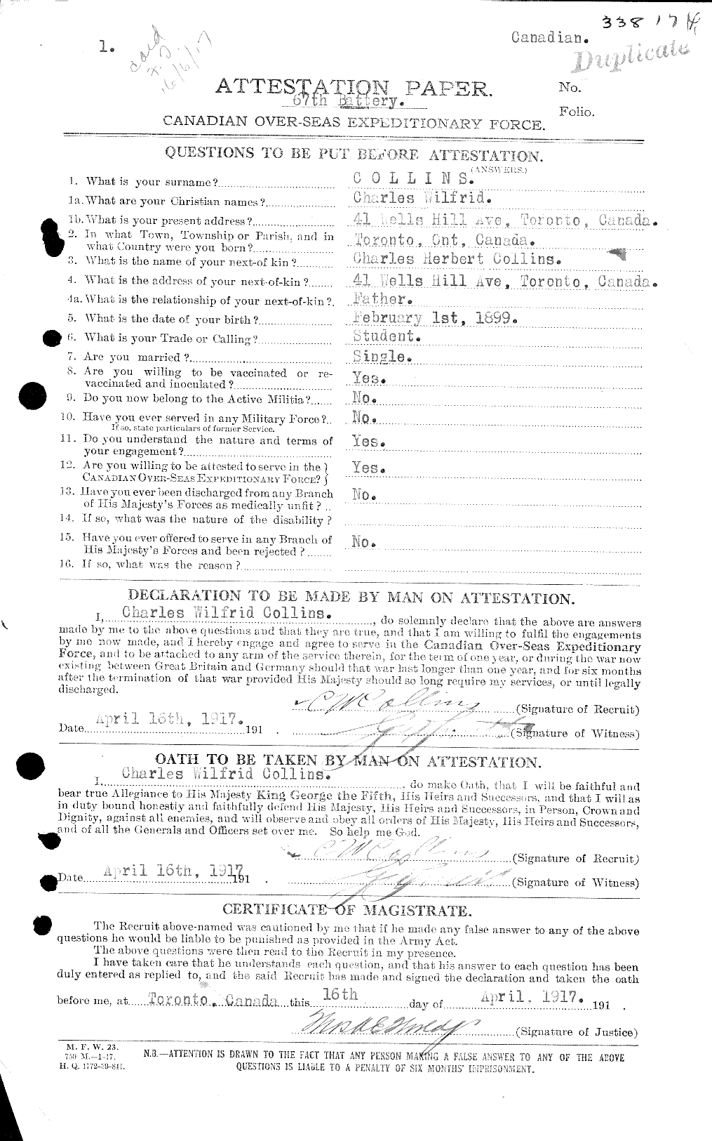 Personnel Records of the First World War - CEF 029044a