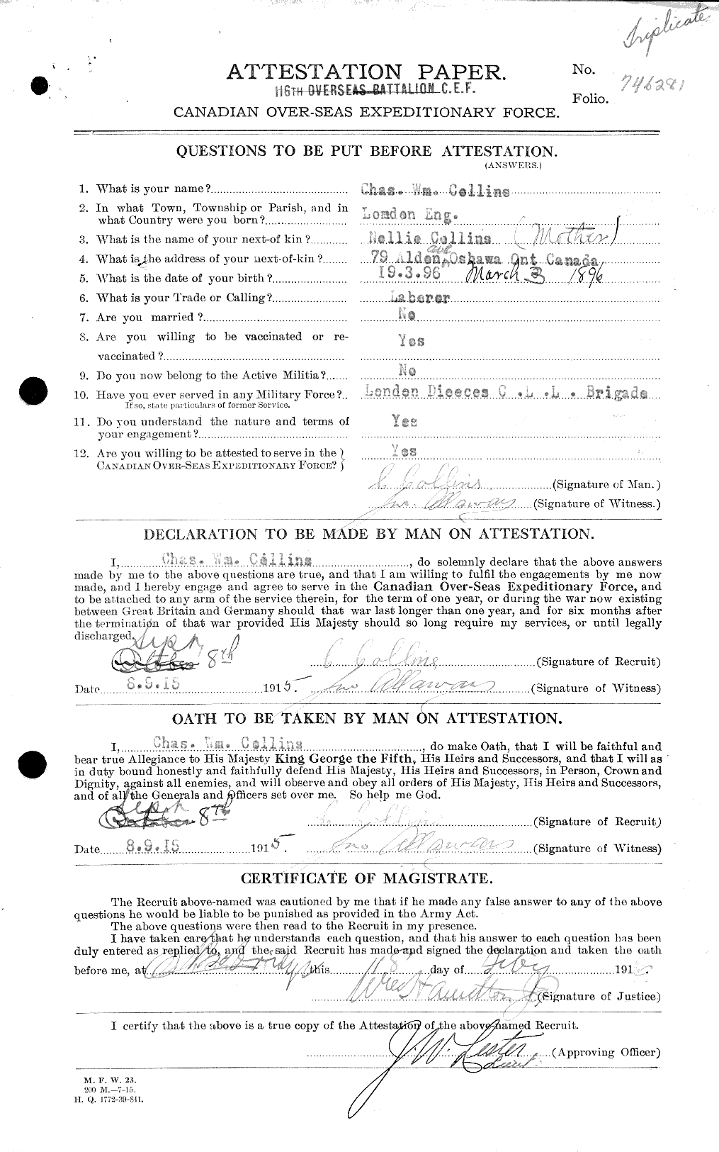 Personnel Records of the First World War - CEF 029045a