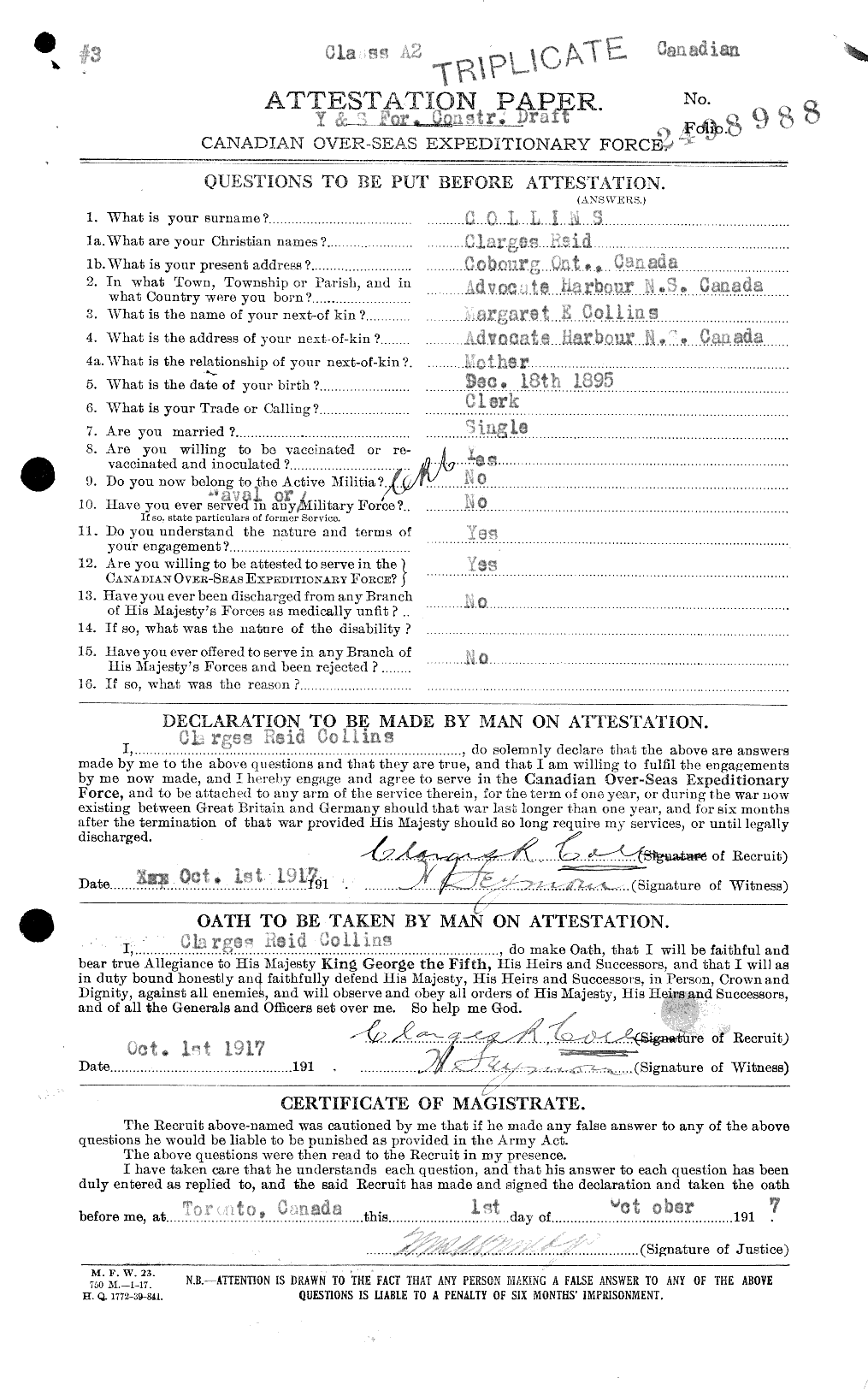 Personnel Records of the First World War - CEF 029052a