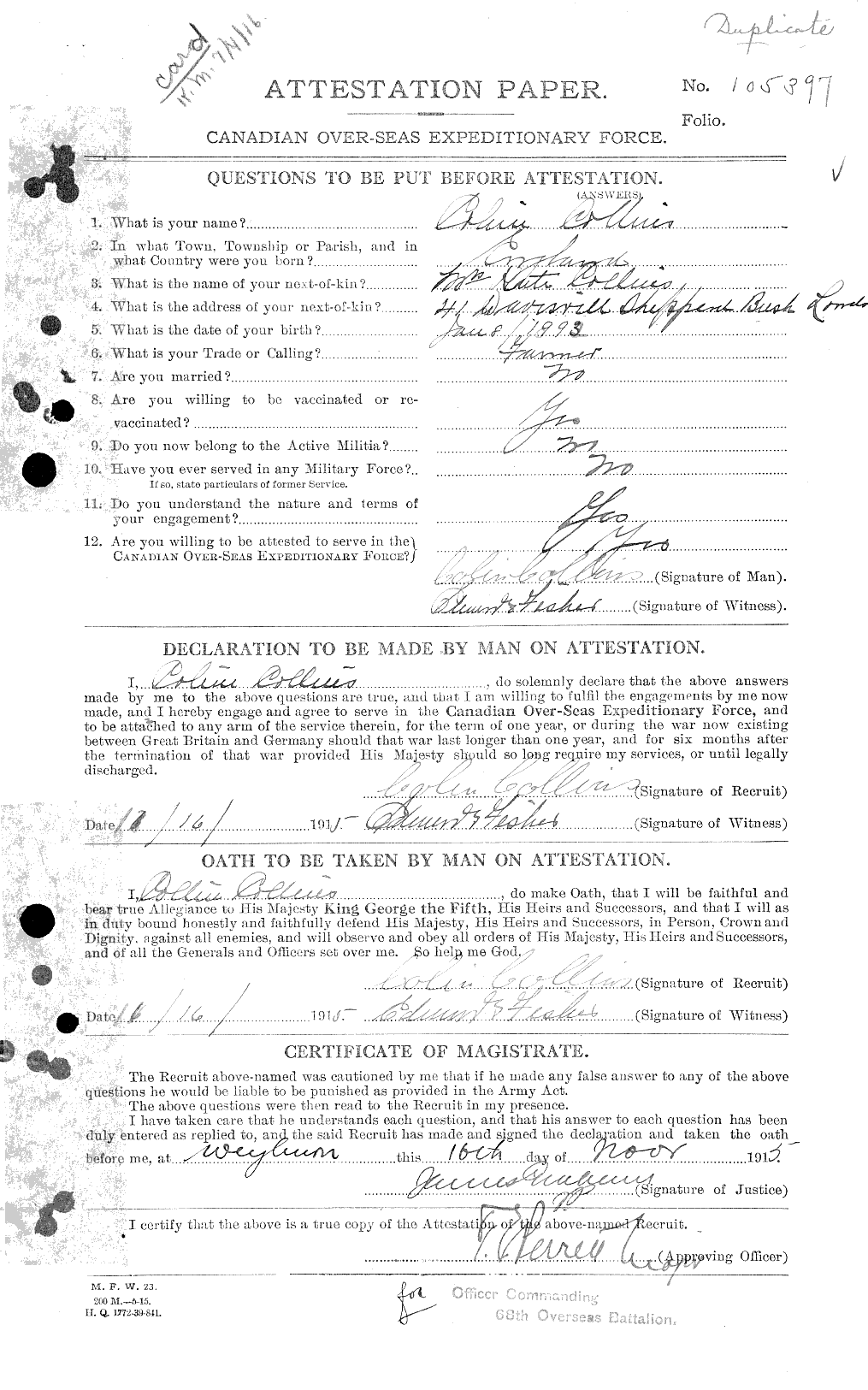 Personnel Records of the First World War - CEF 029057a