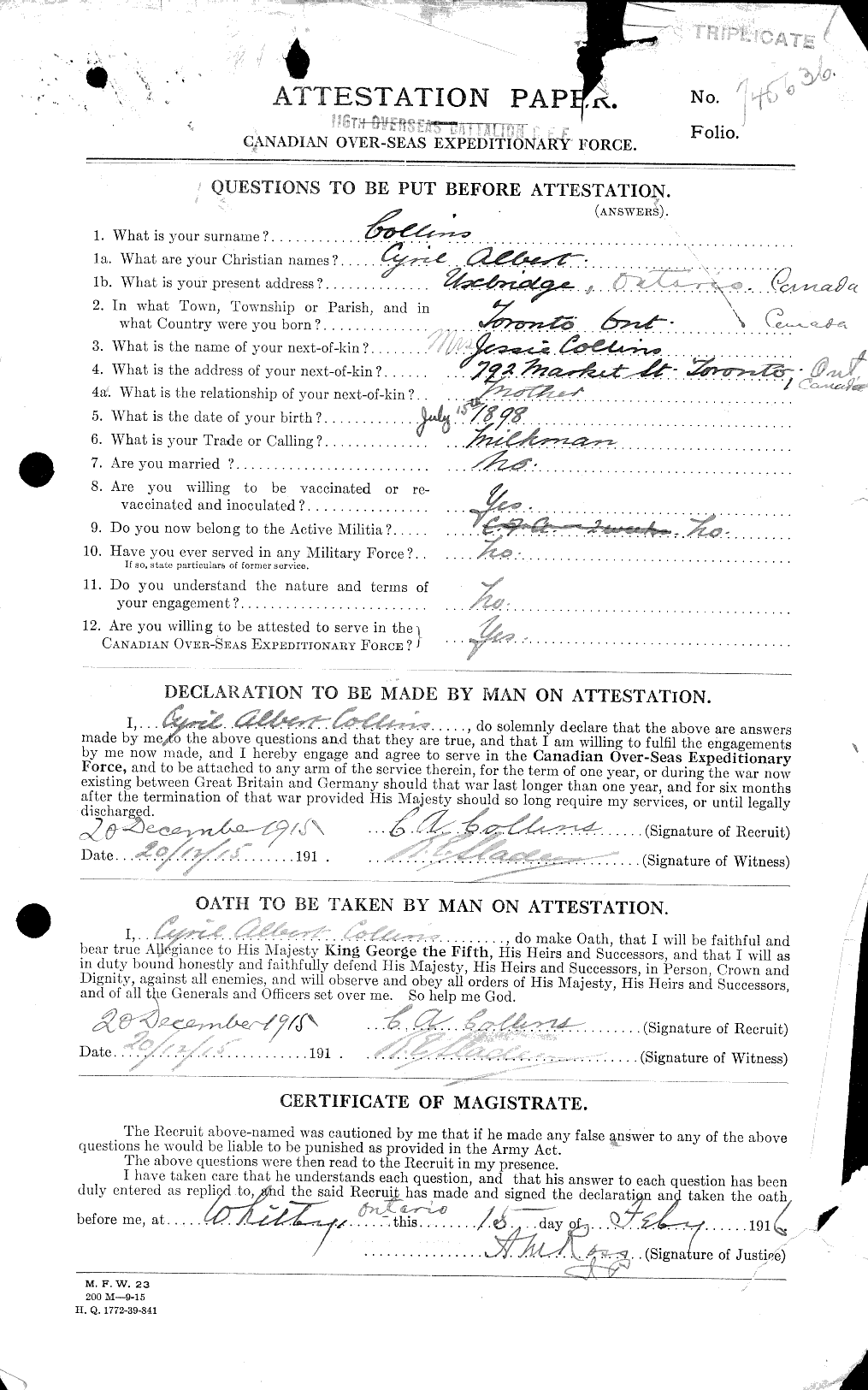 Personnel Records of the First World War - CEF 029060a