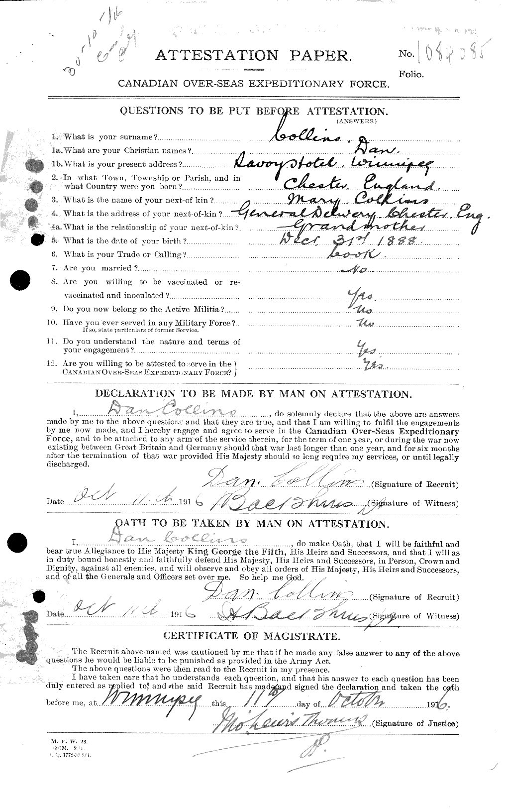 Personnel Records of the First World War - CEF 029067a