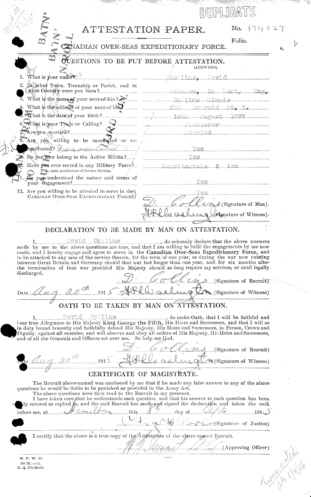Personnel Records of the First World War - CEF 029071a