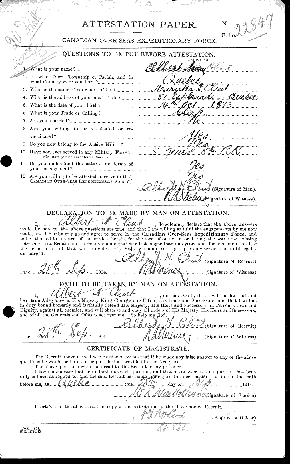 Personnel Records of the First World War - CEF 029134a