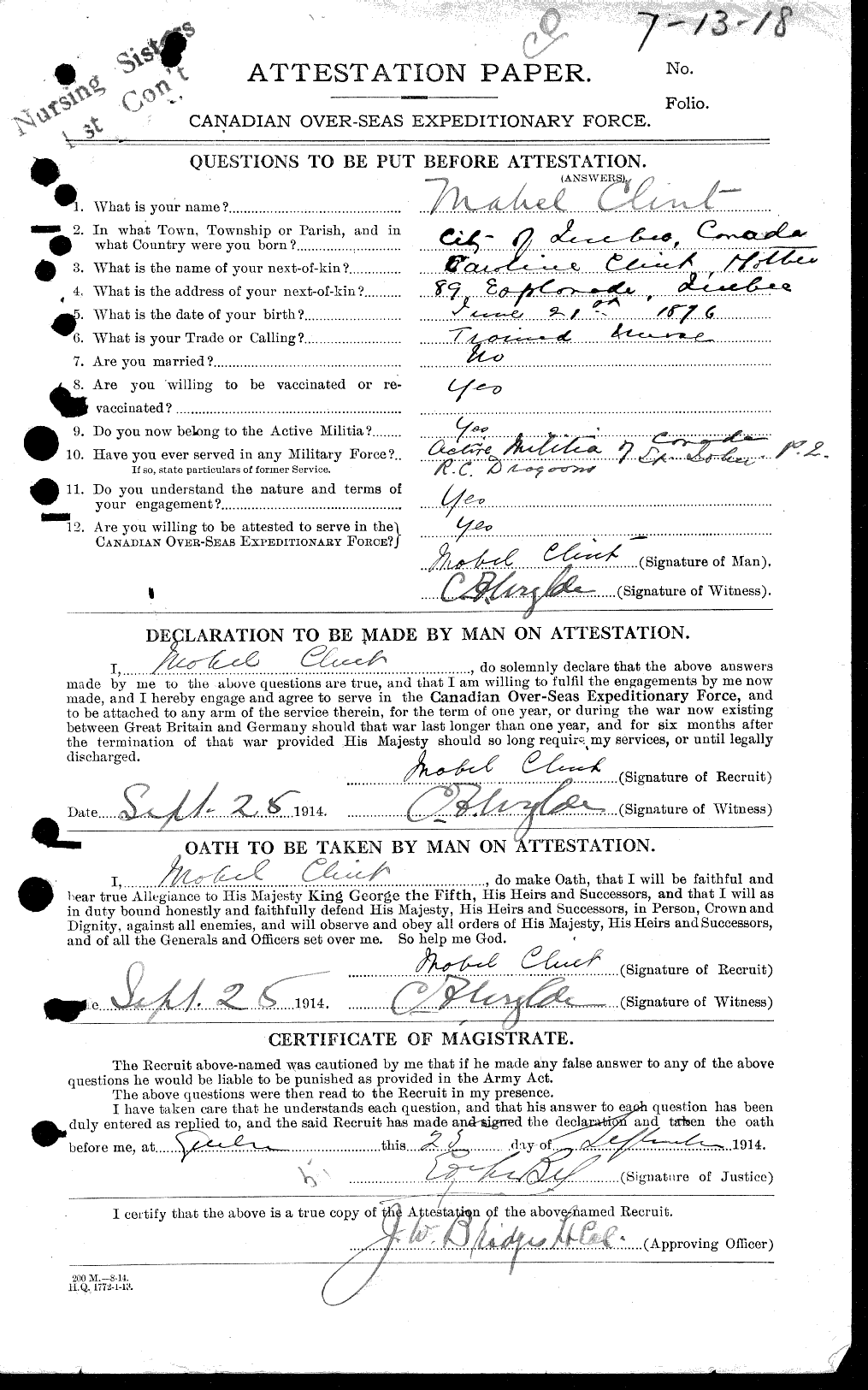 Personnel Records of the First World War - CEF 029138c