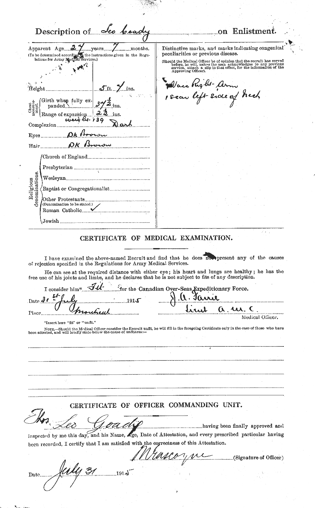 Dossiers du Personnel de la Première Guerre mondiale - CEC 029319b
