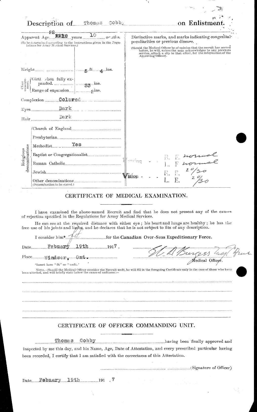 Dossiers du Personnel de la Première Guerre mondiale - CEC 029487b