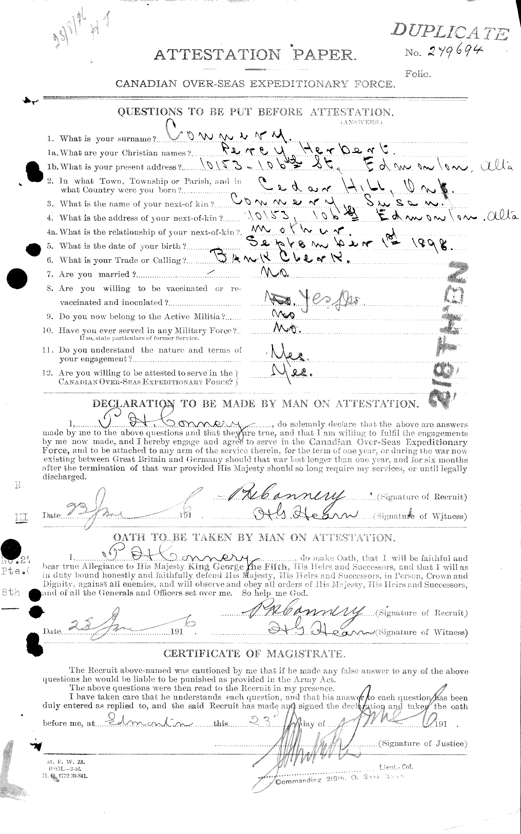 Personnel Records of the First World War - CEF 031289a