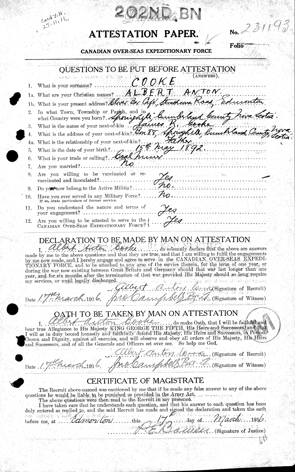 Personnel Records of the First World War - CEF 031481a