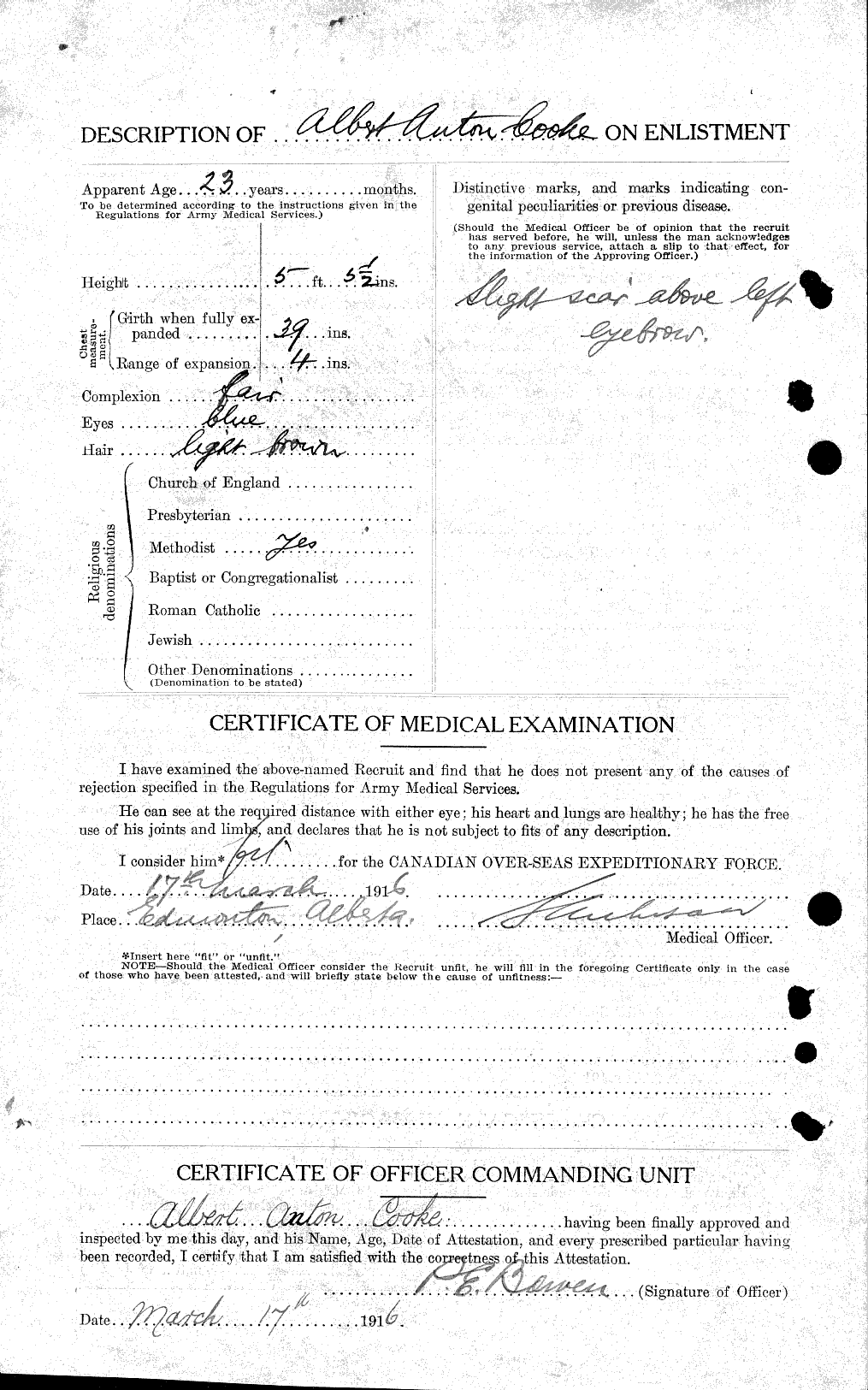Dossiers du Personnel de la Première Guerre mondiale - CEC 031481b