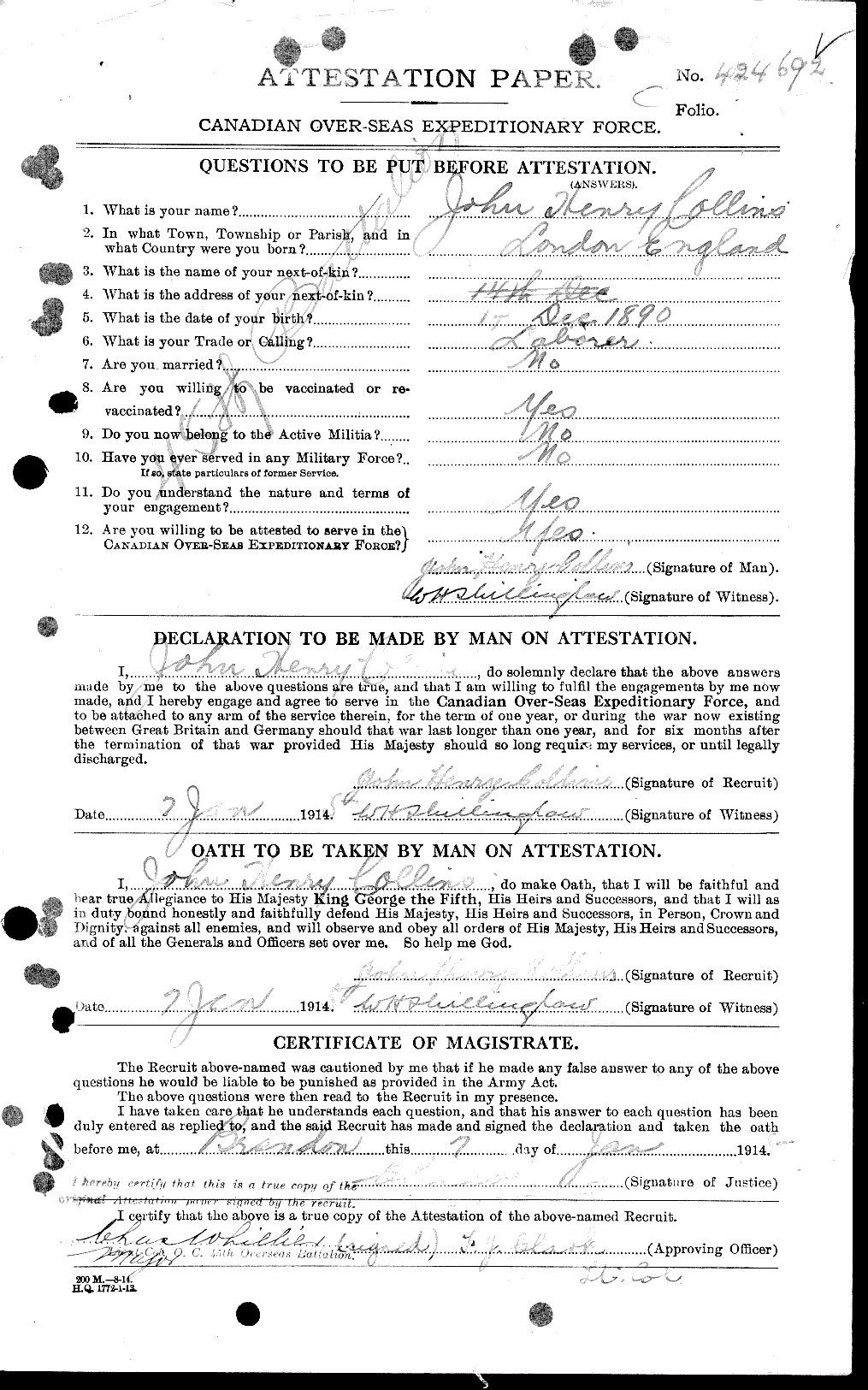 Personnel Records of the First World War - CEF 034357a