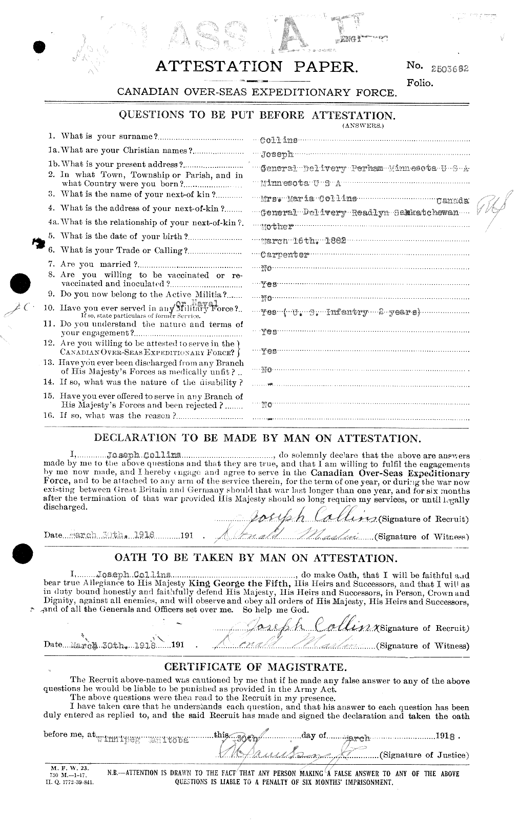 Personnel Records of the First World War - CEF 034403a