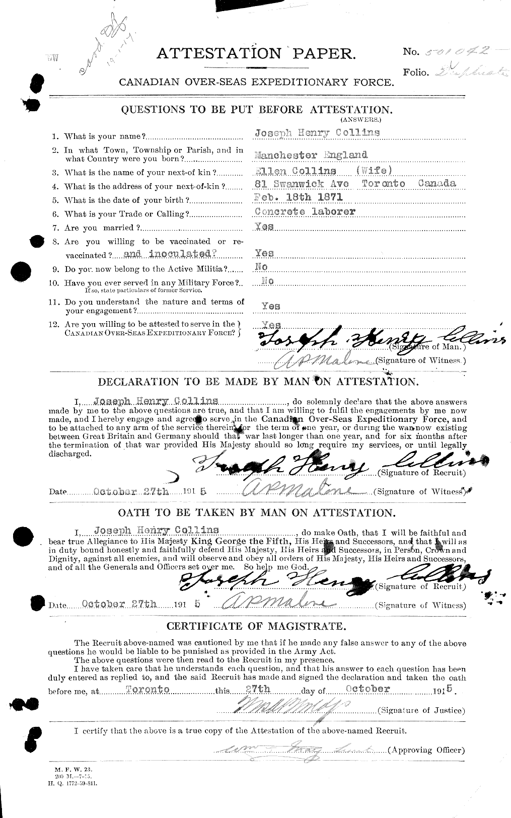 Personnel Records of the First World War - CEF 034422a