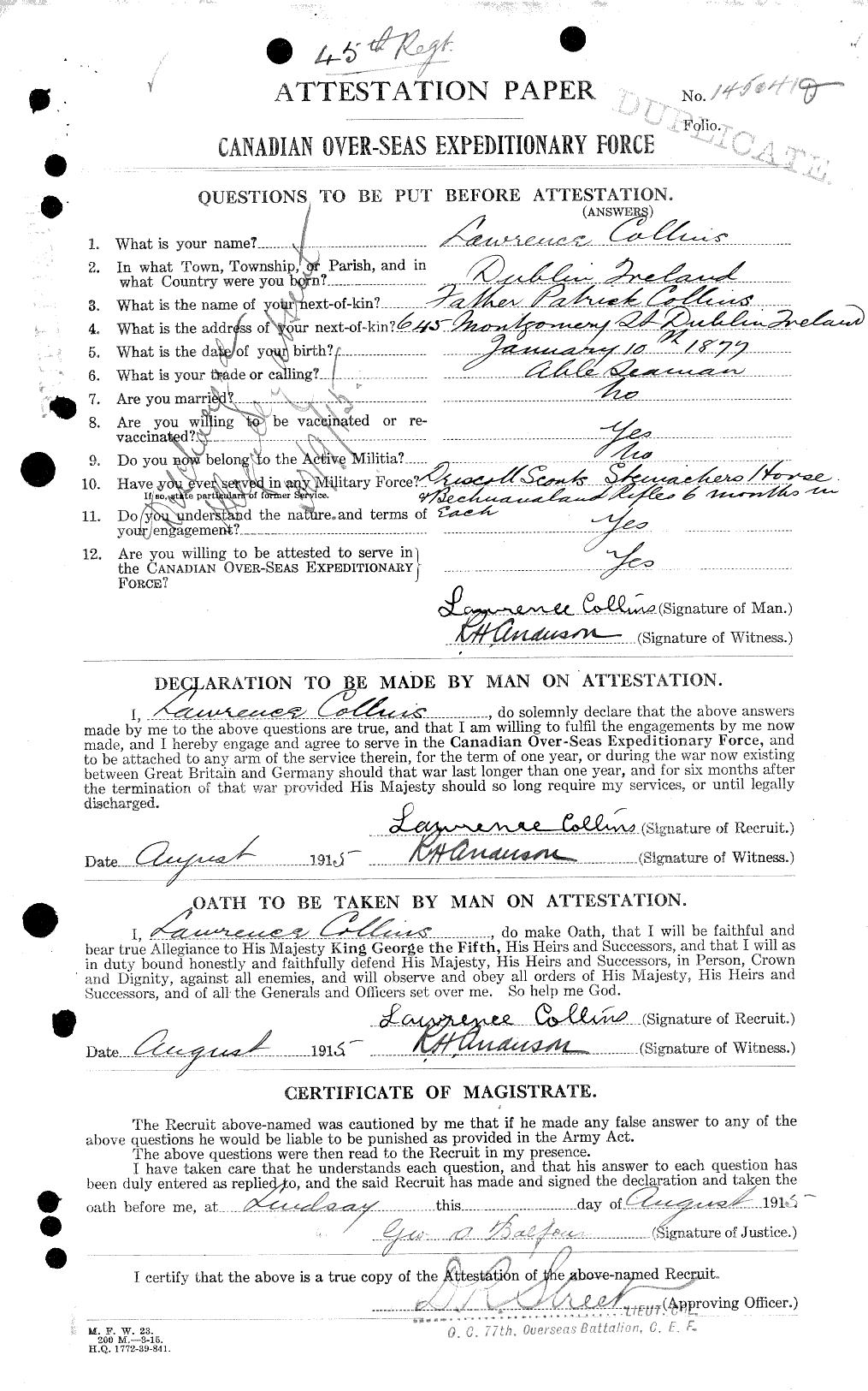 Personnel Records of the First World War - CEF 034435a