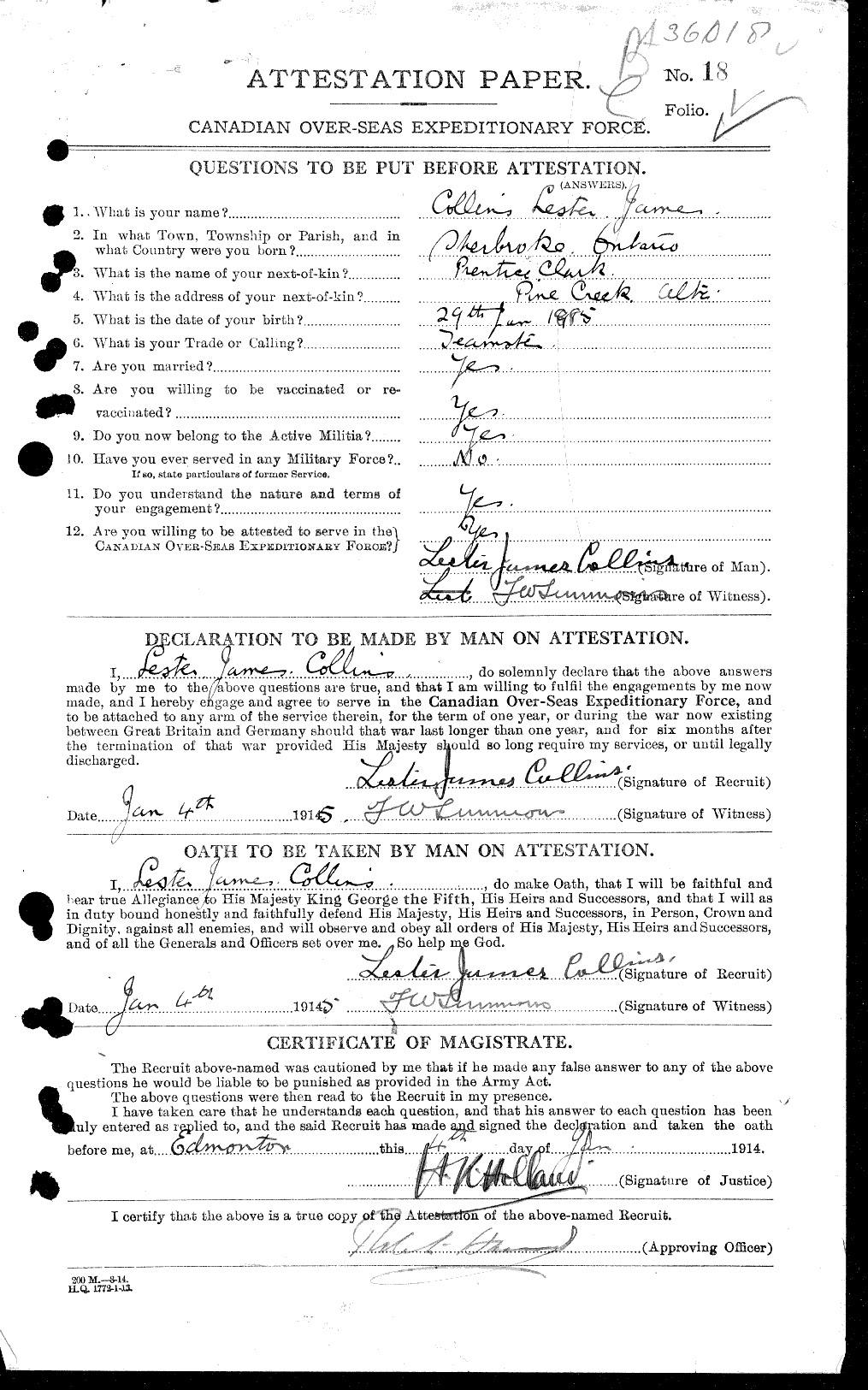 Personnel Records of the First World War - CEF 034445a