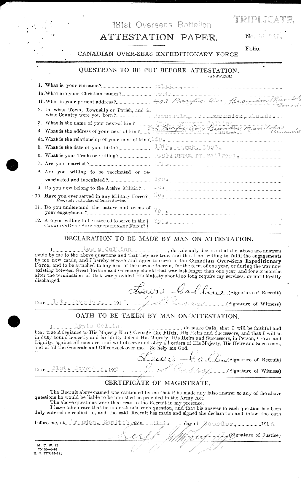 Personnel Records of the First World War - CEF 034448a