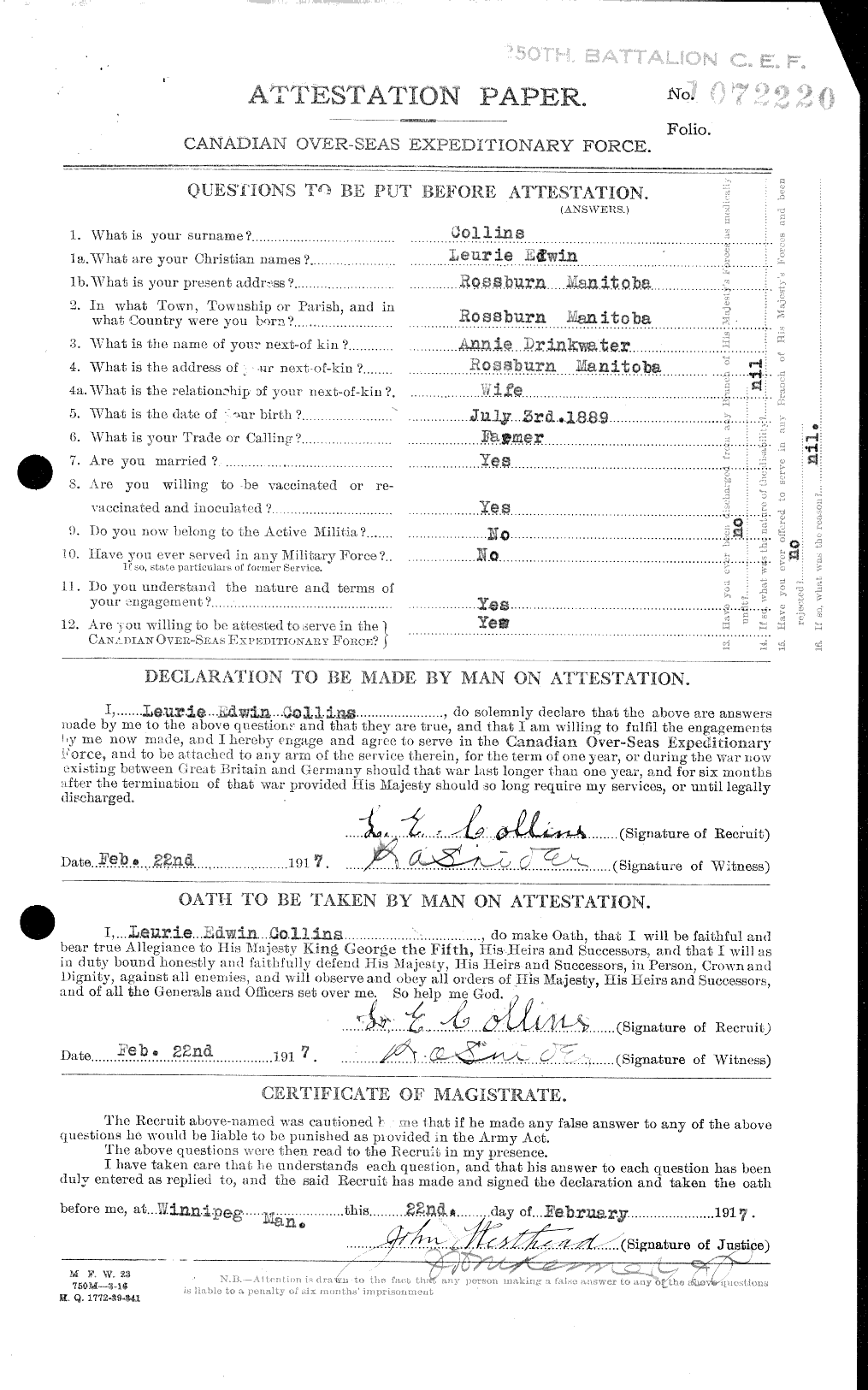 Personnel Records of the First World War - CEF 034452a