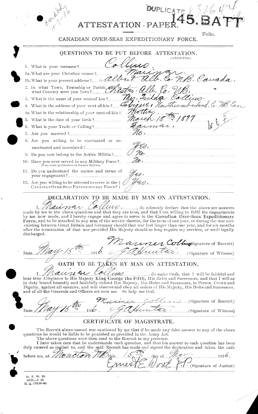 Personnel Records of the First World War - CEF 034456a
