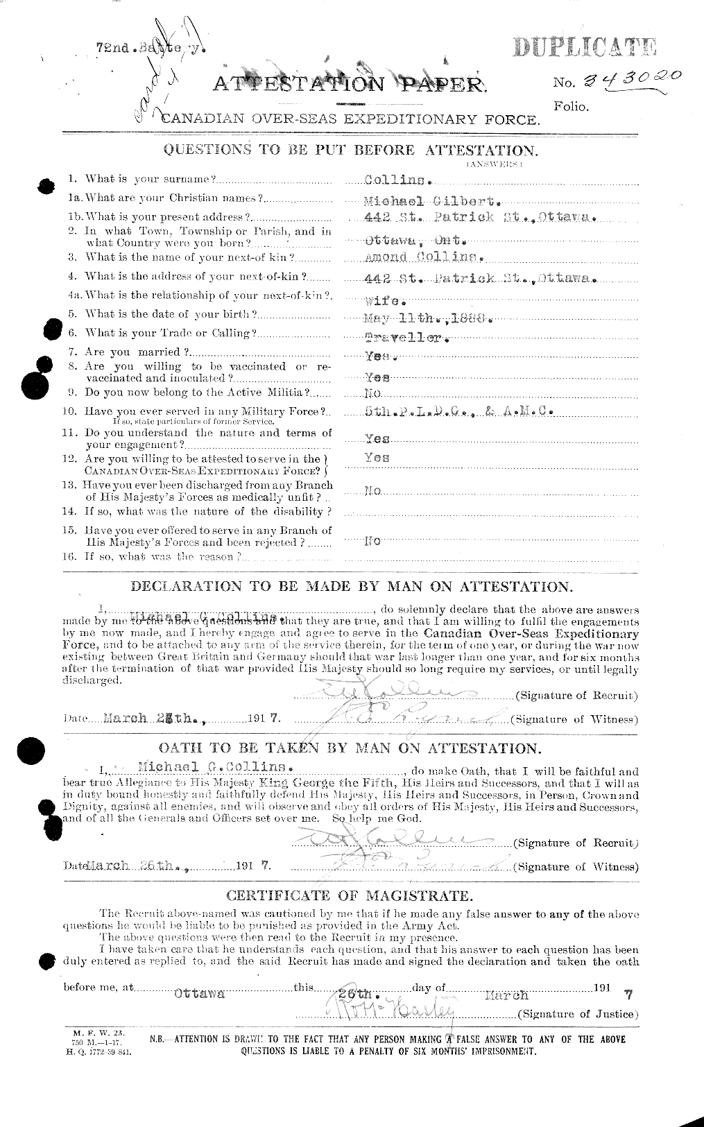 Personnel Records of the First World War - CEF 034470a