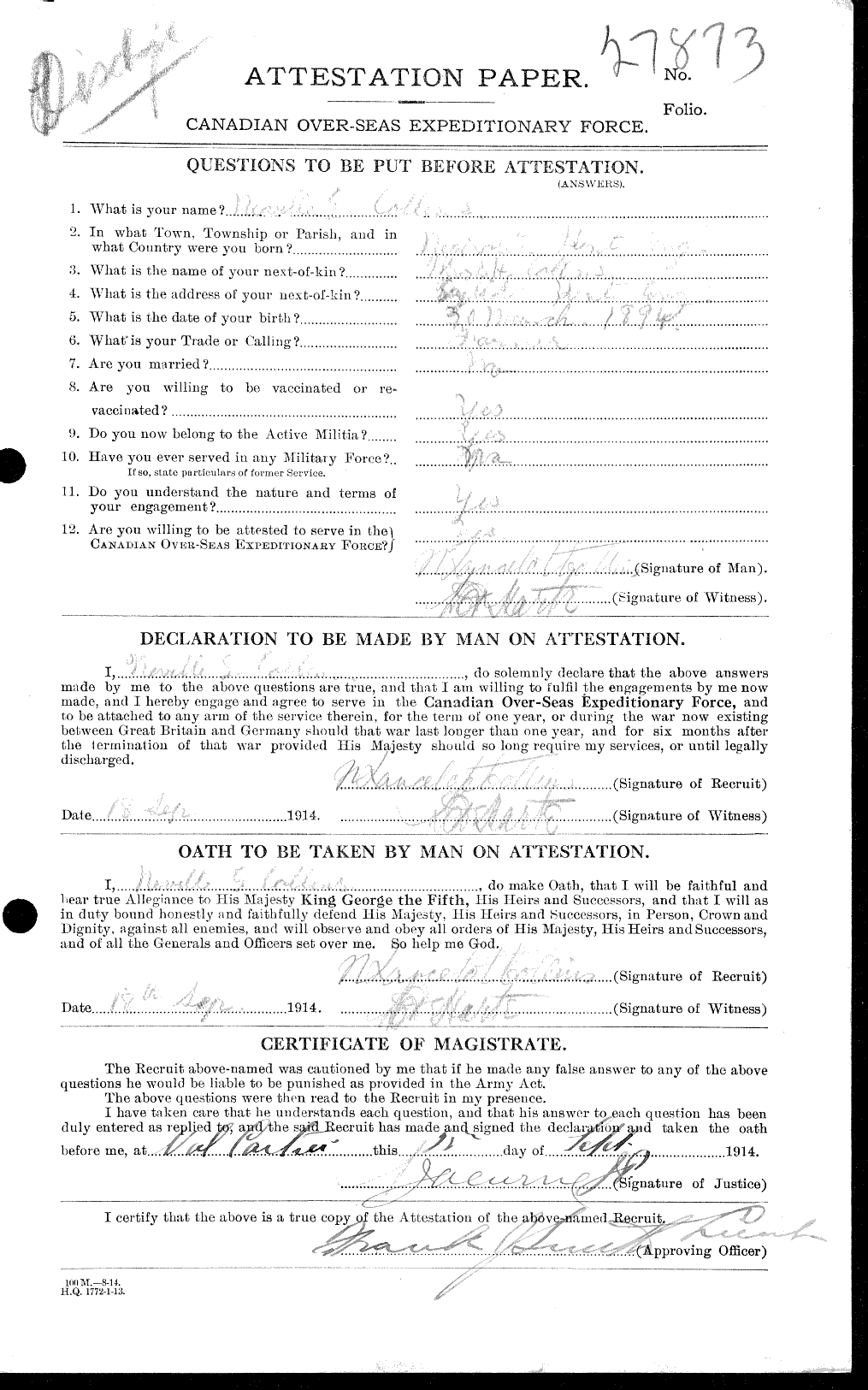 Personnel Records of the First World War - CEF 034476a