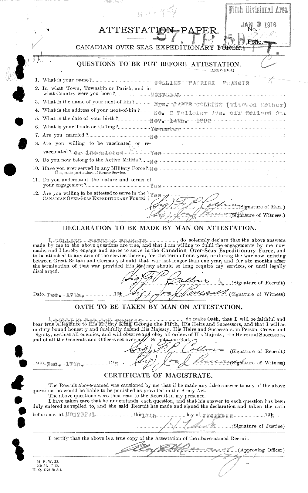 Personnel Records of the First World War - CEF 034483a