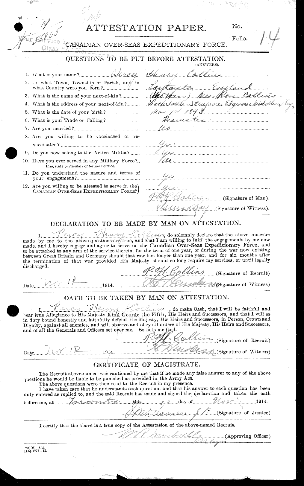 Personnel Records of the First World War - CEF 034494a