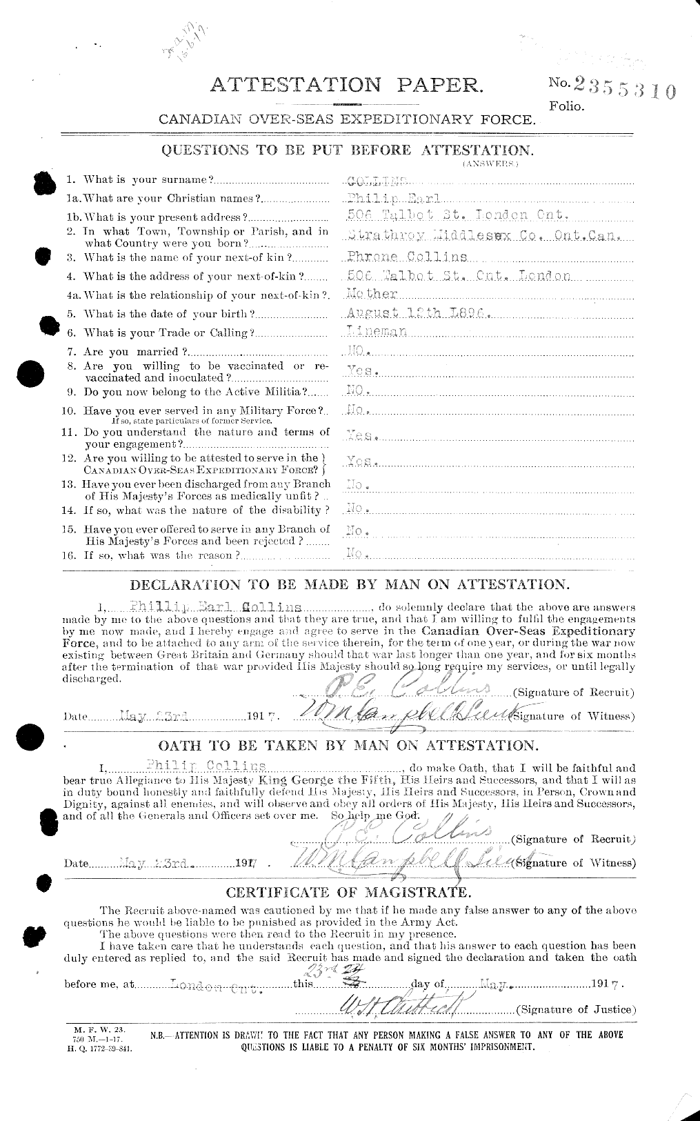 Personnel Records of the First World War - CEF 034503a