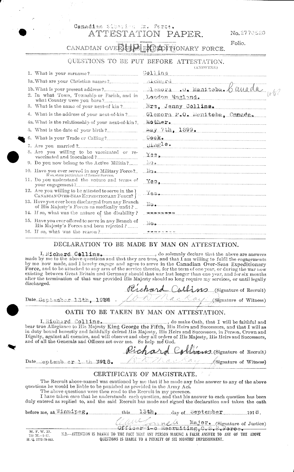 Personnel Records of the First World War - CEF 034515a