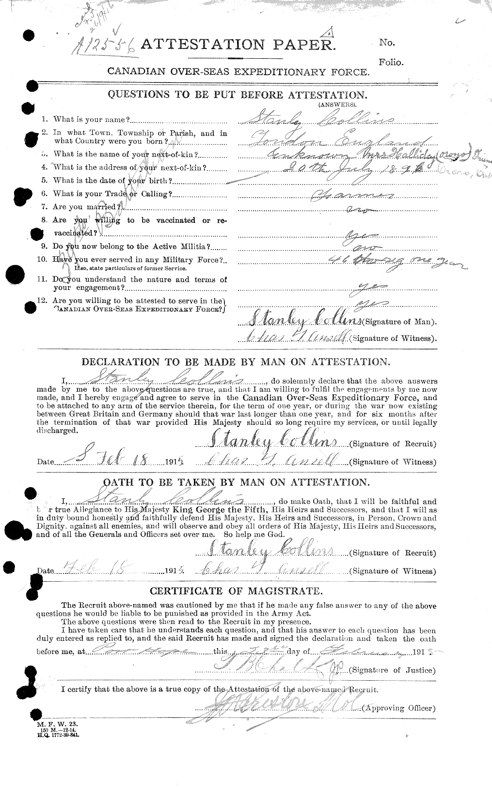 Personnel Records of the First World War - CEF 034551a