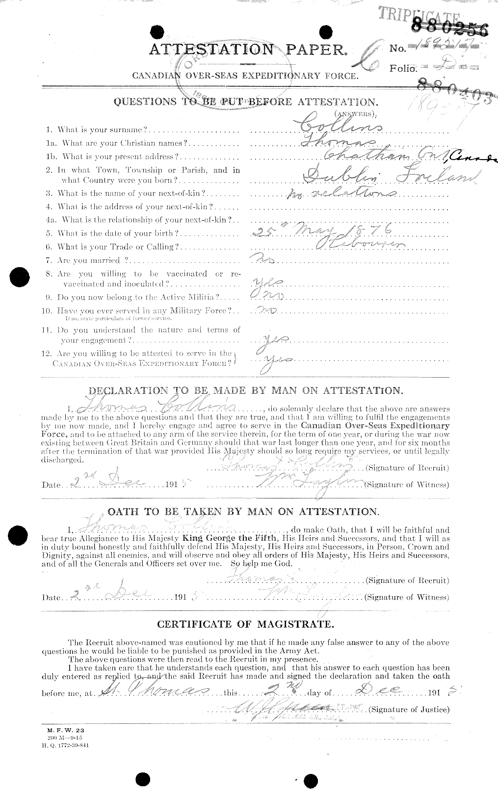 Personnel Records of the First World War - CEF 034562a