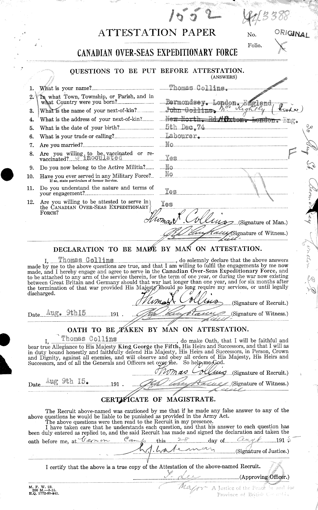Personnel Records of the First World War - CEF 034565a
