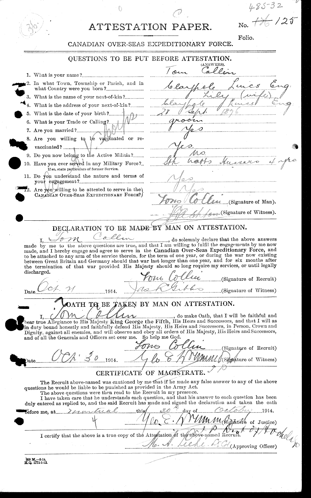 Personnel Records of the First World War - CEF 034566a