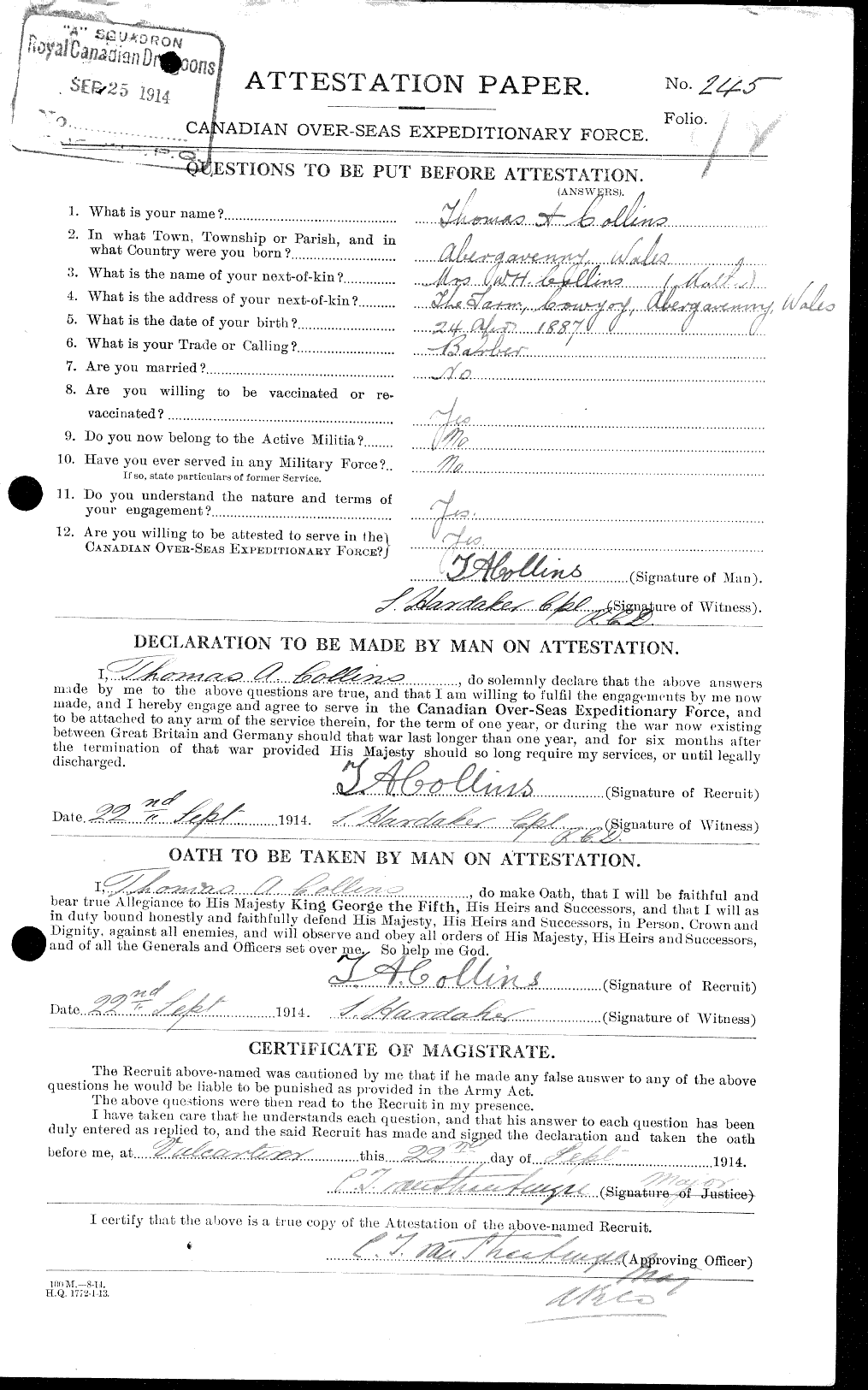 Personnel Records of the First World War - CEF 034574a