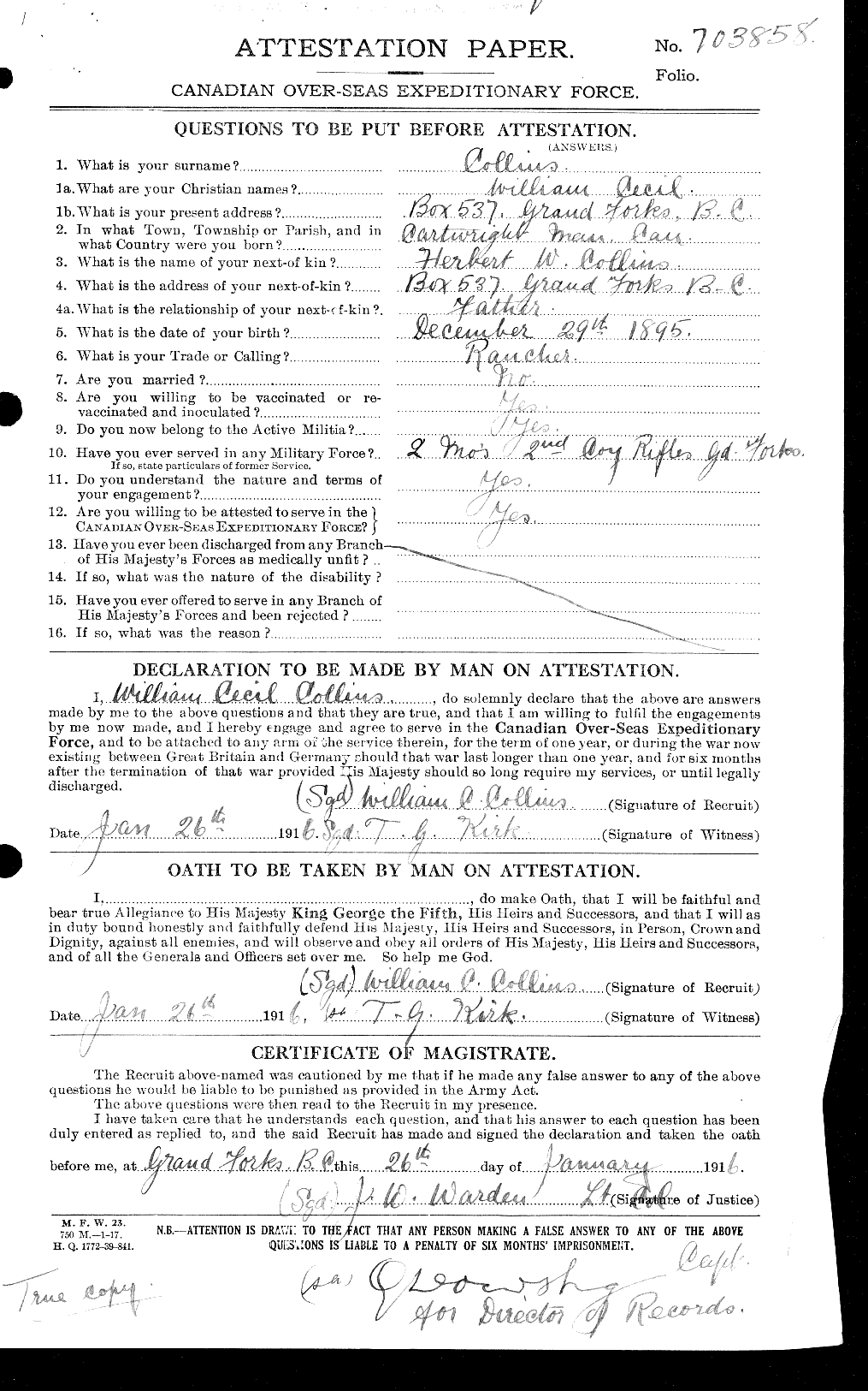 Personnel Records of the First World War - CEF 034592a