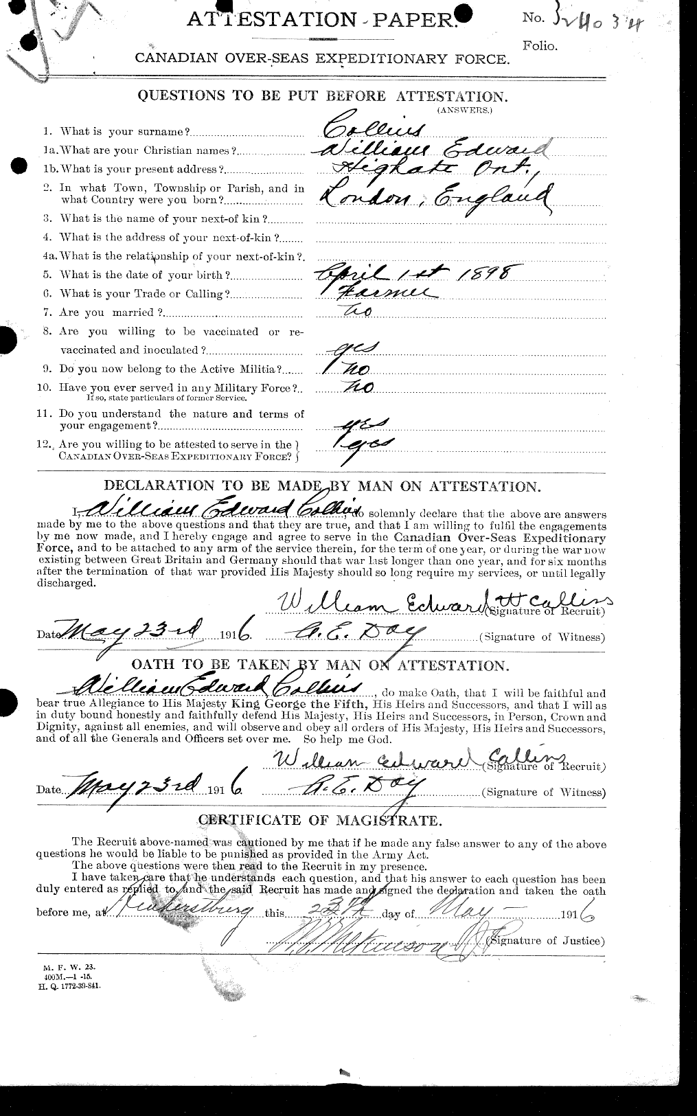 Personnel Records of the First World War - CEF 034597a