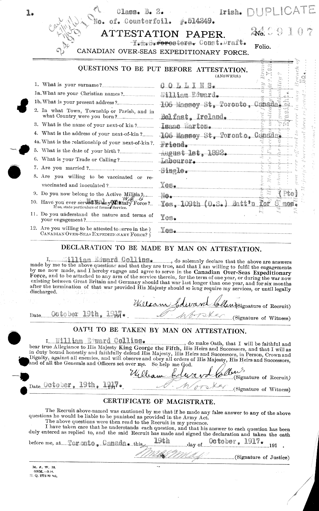 Personnel Records of the First World War - CEF 034598a