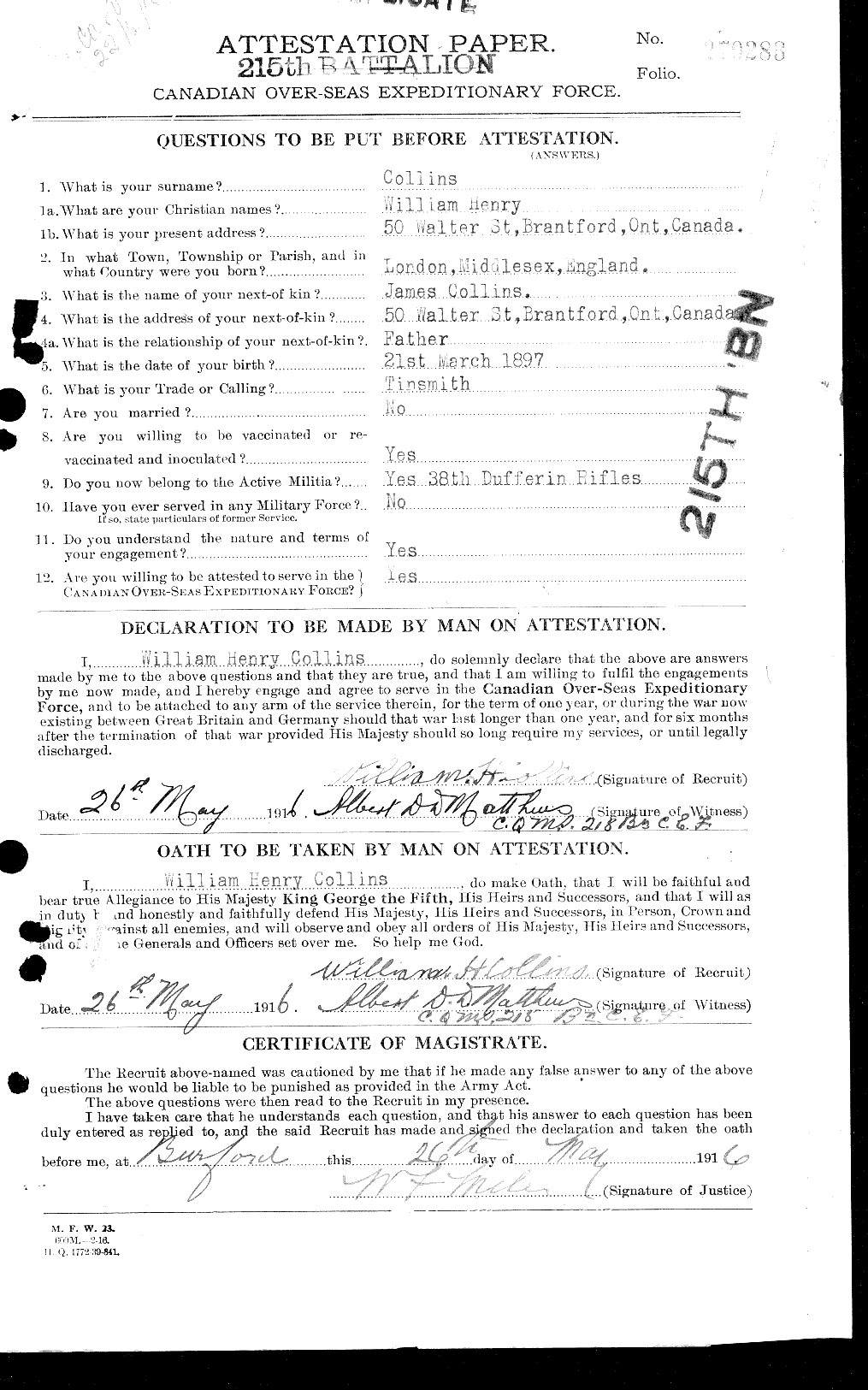 Personnel Records of the First World War - CEF 034611a