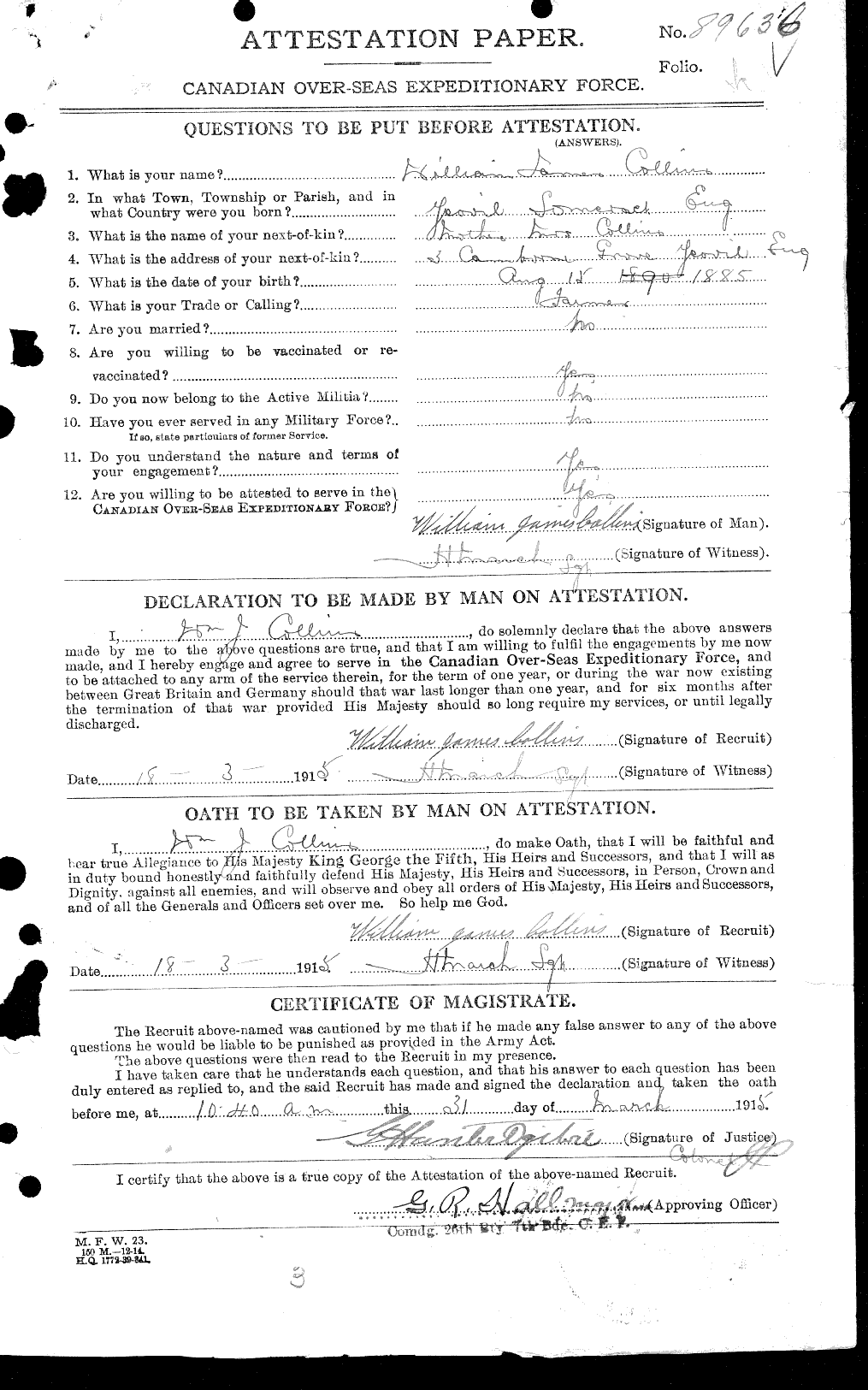 Personnel Records of the First World War - CEF 034612a