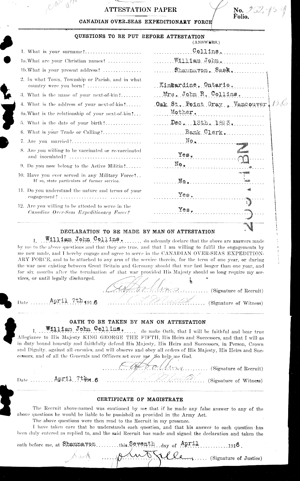 Personnel Records of the First World War - CEF 034617a