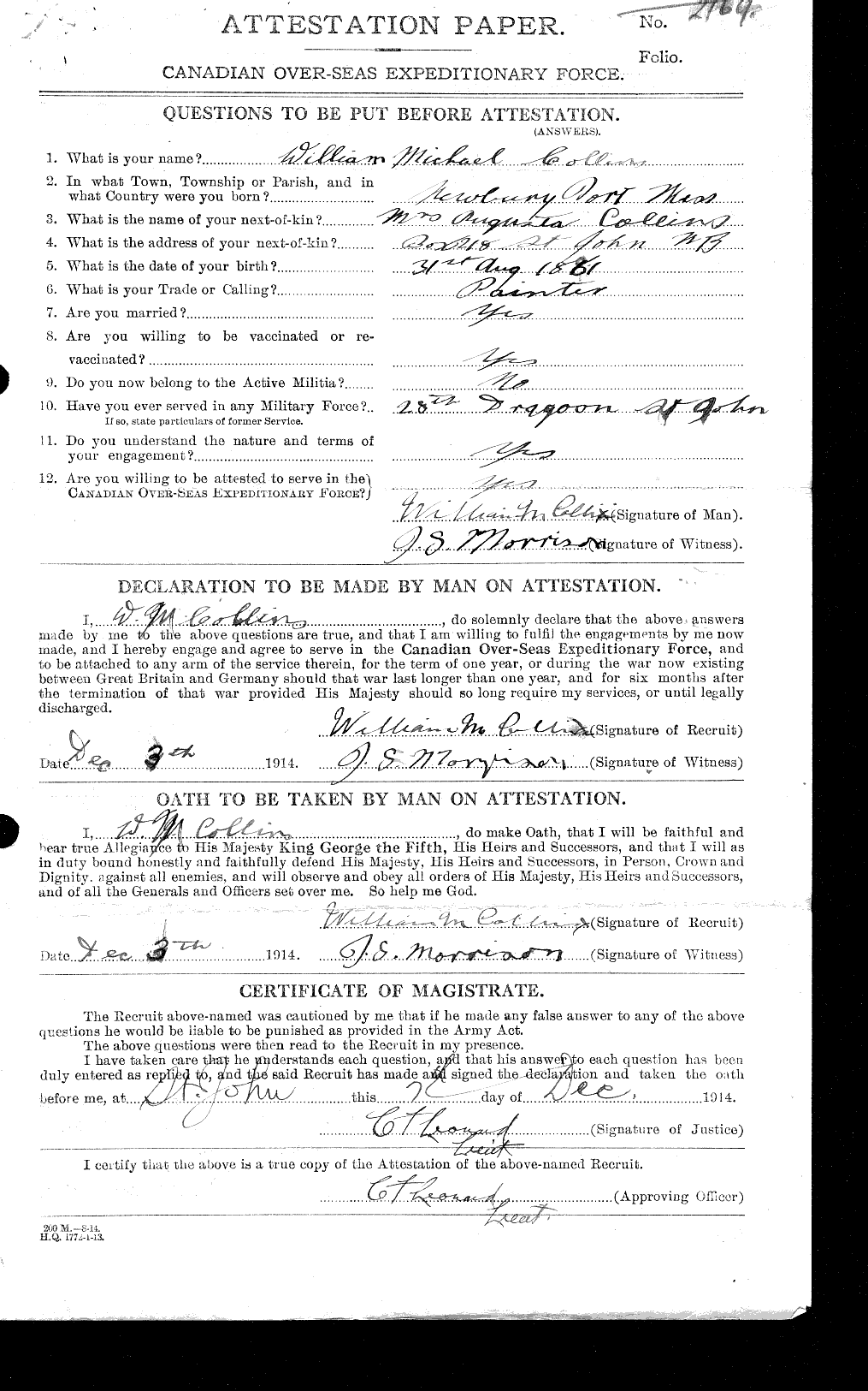 Personnel Records of the First World War - CEF 034624a