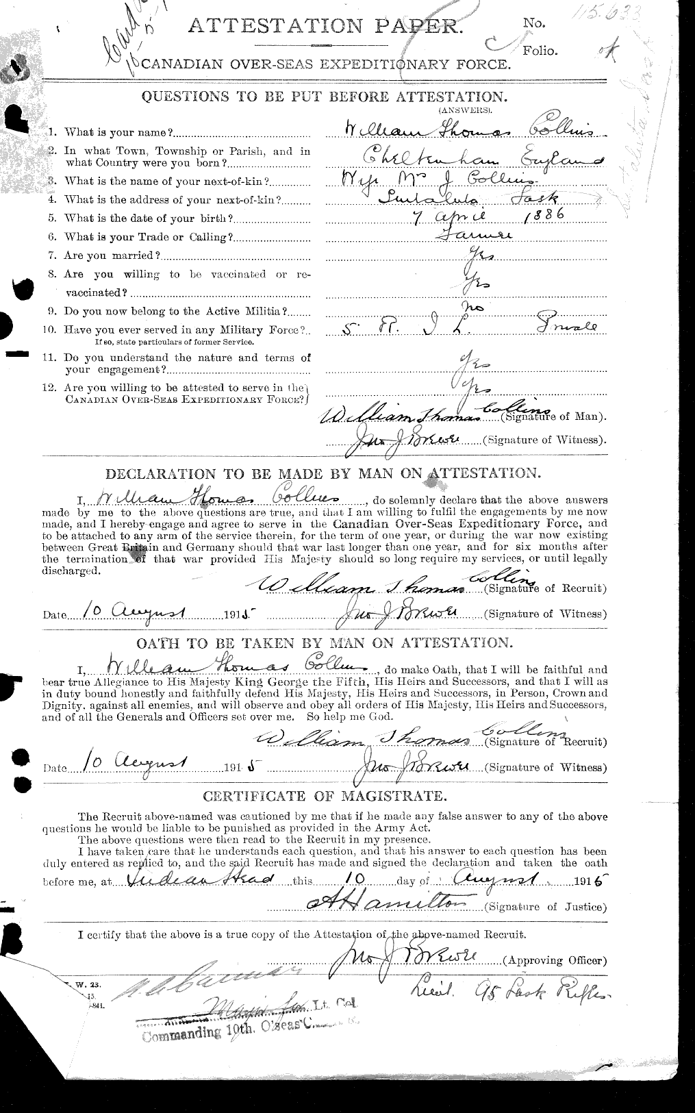 Personnel Records of the First World War - CEF 034633a