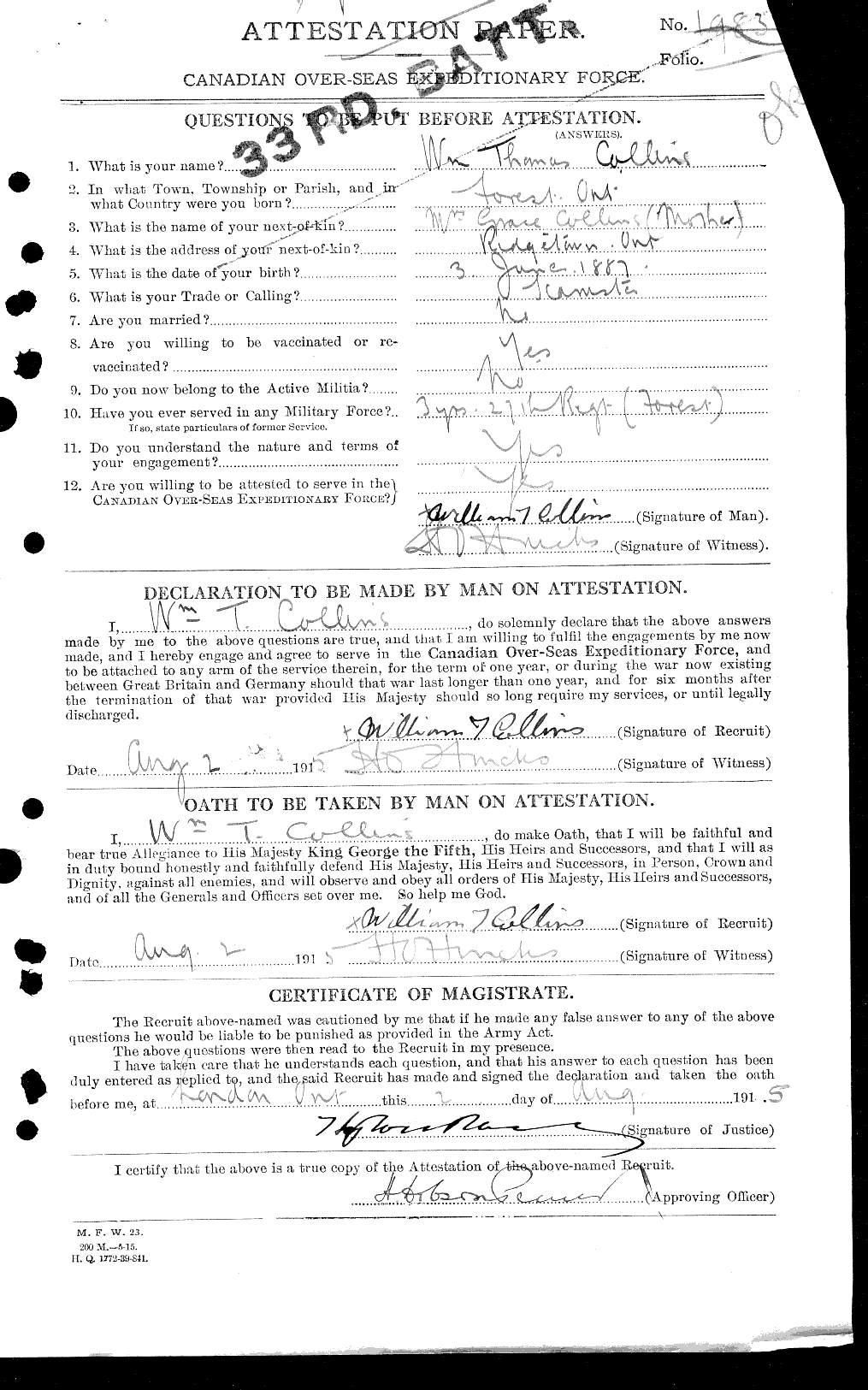 Personnel Records of the First World War - CEF 034635a