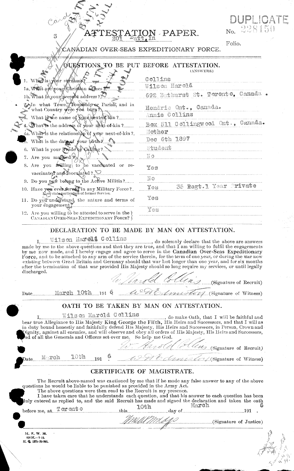 Personnel Records of the First World War - CEF 034639a