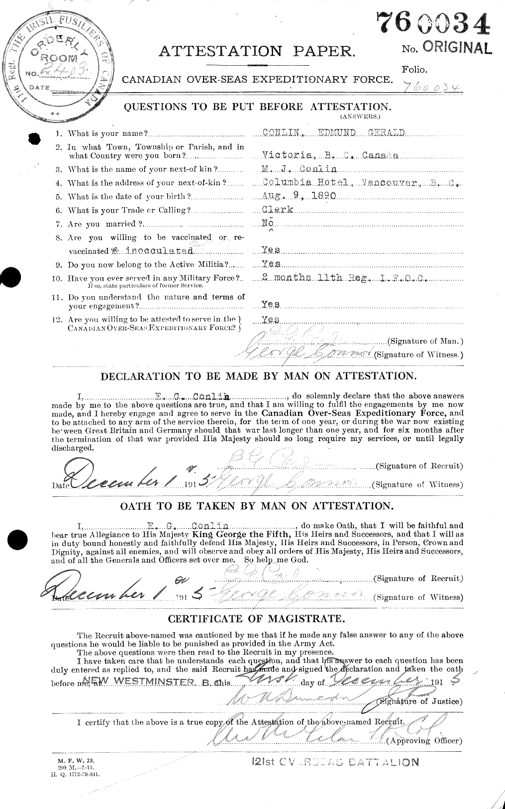 Personnel Records of the First World War - CEF 035962a